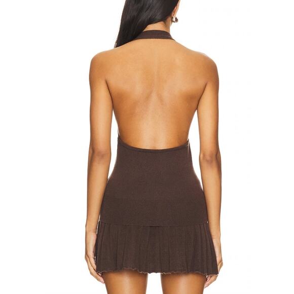 Lovers + Friends - Milana Knit Halter Vest & Pleated Mini Skirt in Brown - Picture 8 of 8